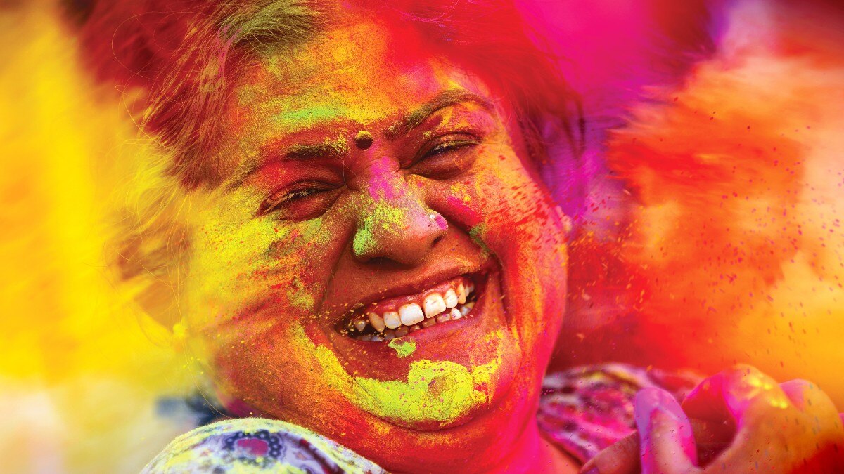 Holi Festival in March. A celebration of the eternal and divine love of the deities Radha and Krishna. Via Getty