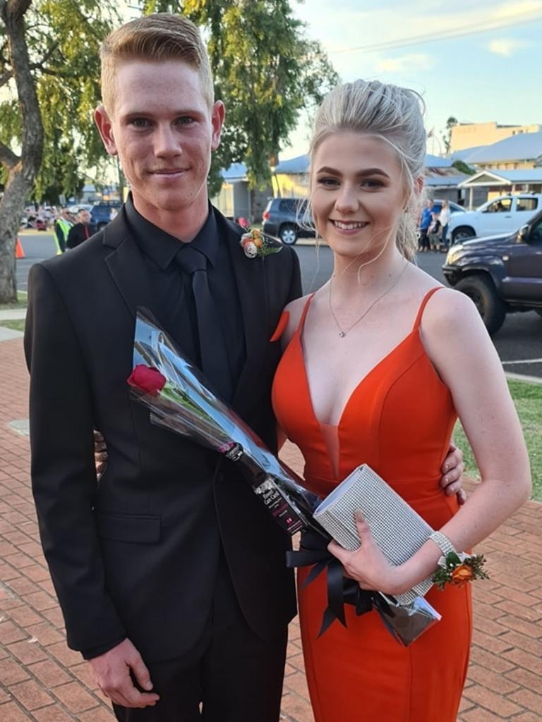 Tayla Strohfeld and Partner Josh Thorpe. Oakey State High School formal. Photo Sean Federoff