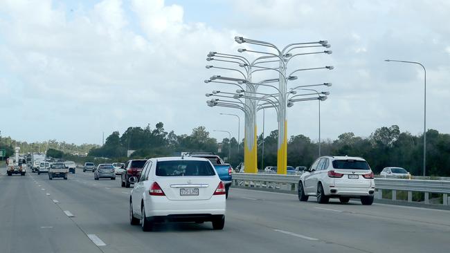 The M1 lights at Yatala. Picture Mike Batterham. 