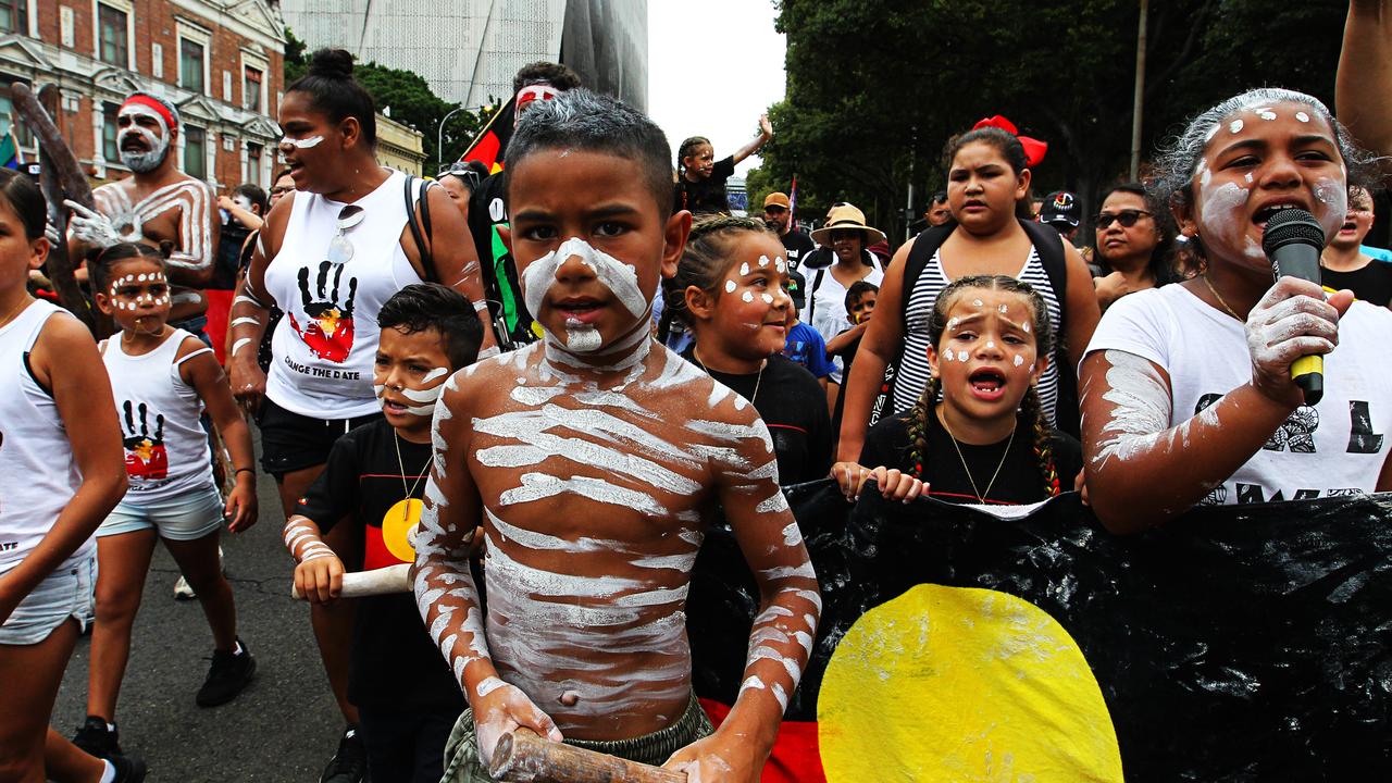 Protesters are seen at an Invasion Day Rally in Redfern, Sydney, on January 26 last year. Picture: Danny Casey/AAP