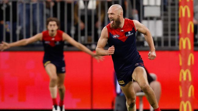 Gawn (R) kicked a career-high five<b/>goals on Friday night. (Photo by Michael Willson/AFL Photos via Getty Images)