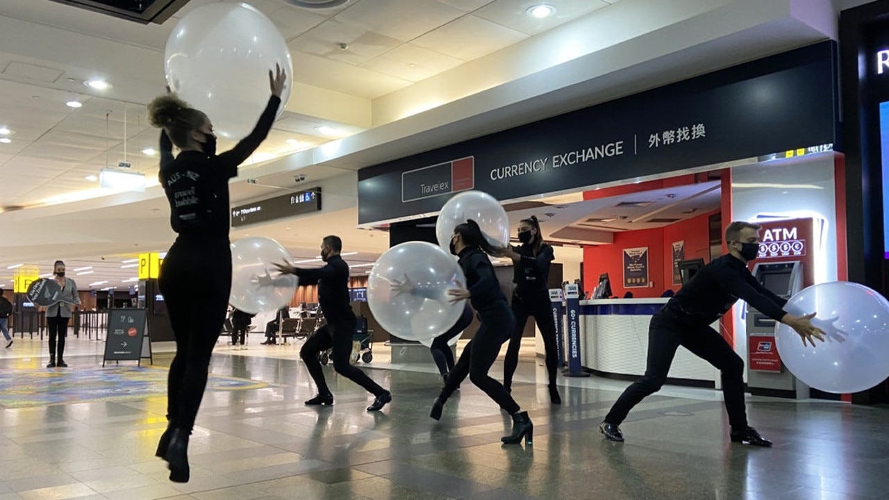 Viewers were stunned and confused by a bizarre bubble dance and Melbourne Airport.