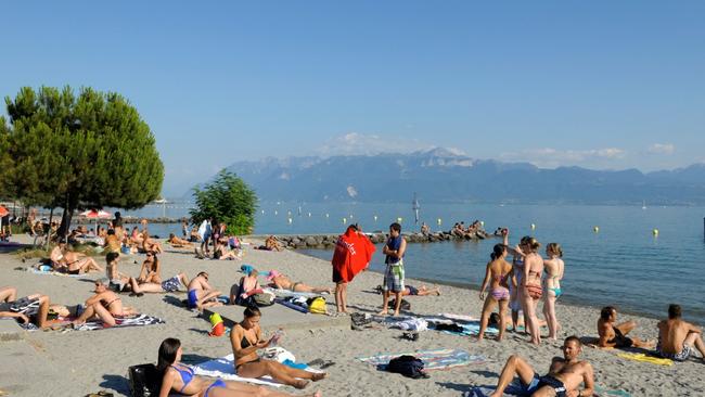 Plage de Vidy on the shores of Lake Geneva.