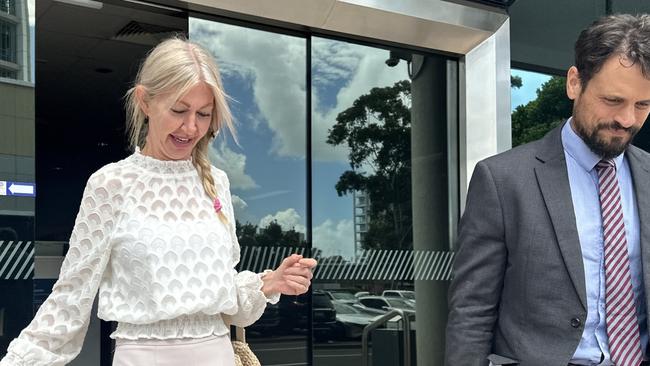 Joanne Lee Hatch (left) leaving Maroochydore Magistrates Court with her lawyer Jacob Pruden (right) on Wednesday. Picture: Sam Turner