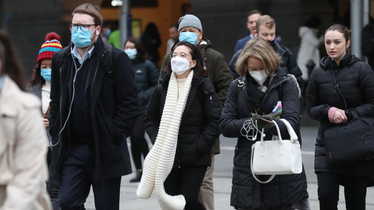 More of the public are opting to wear masks as Covid and Flu cases rise across Victoria. Picture: David Crosling