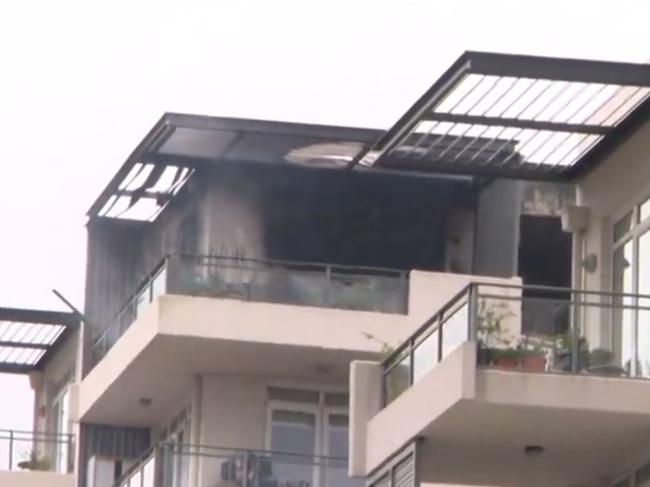 The unit after the fire ripped through it. Picture: 9 News