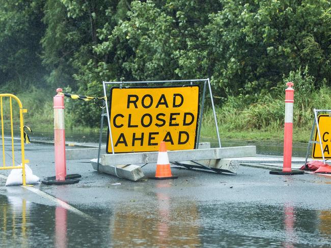 Tropical Cyclone Alfred approaches the Gold Coast.Road closed towards The Spit on the Gold Coast.Picture: Nigel Hallett