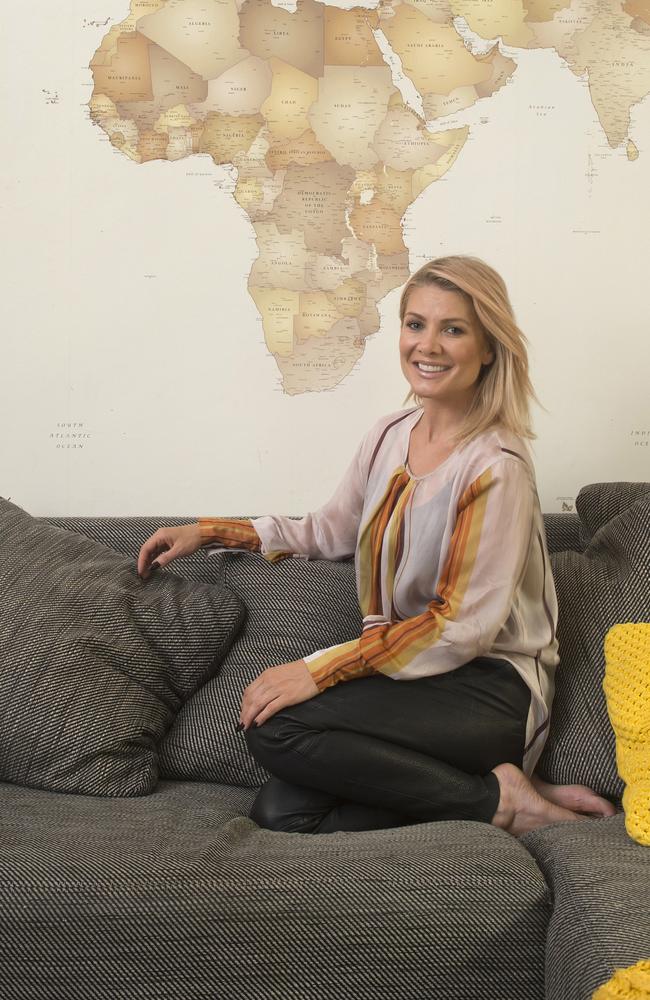 Colour burst … Bassingthwaighte is an interiors junkie and has added pops of colour to her Bayside home in Melbourne. Picture: Herald Sun.