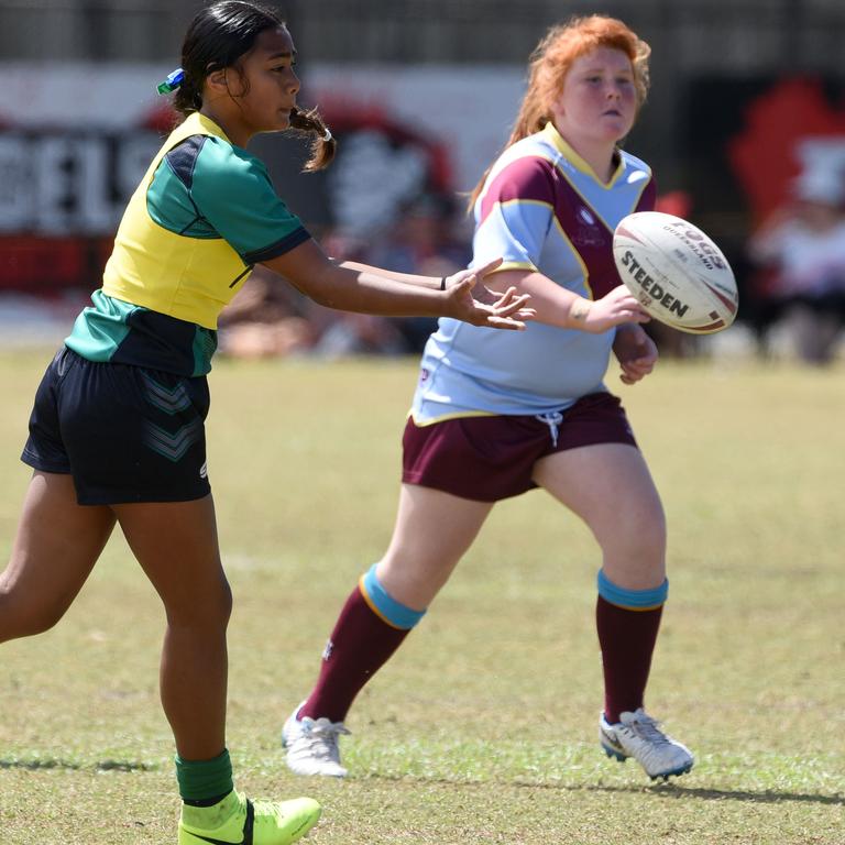 Under-12 girls' state league titles at Burleigh juniors fields Met North V South Coast. Met North's Jessica Jahnke. (Photo/Steve Holland)