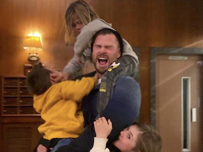 Chris Hemsworth with his three children India Rose, Tristan and Sasha.