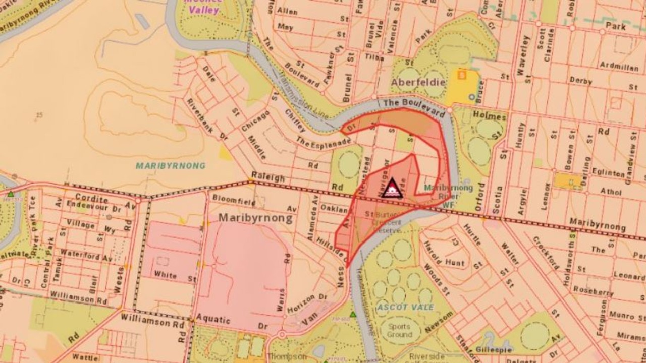 Evacuate immediately has been issued for the Maribyrnong River, Maribyrnong. Picture: Supplied