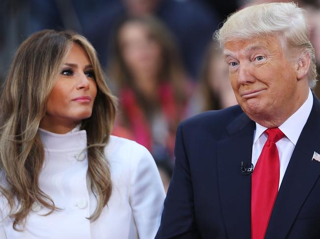 NEW YORK, NY - APRIL 21:  Republican presidential candidate Donald Trump sits with his wife Melania Trump while appearing at an NBC Town Hall at the Today Show on April 21, 2016 in New York City.  The GOP front runner appeared with his wife and family and took questions from audience members.  (Photo by Spencer Platt/Getty Images)