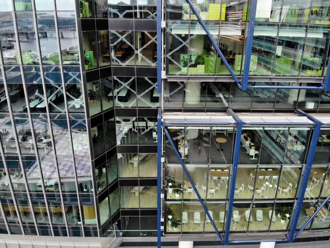 Empty office buildings are seen in Sydney’s Barangaroo. Picture: Toby Zerna