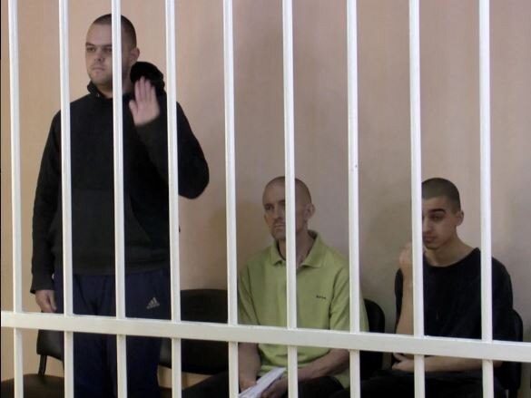 British fighters Aiden Aslin and Shaun Pinner, alongside Moroccan fighter Saaudun Brahim, have been sentenced to death by a pro-Russian court in Ukraine. Picture: Reuters