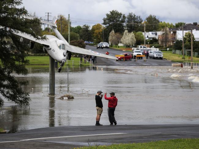 Streets have been turned into lakes due to the floods. Picture: Dylan Robinson