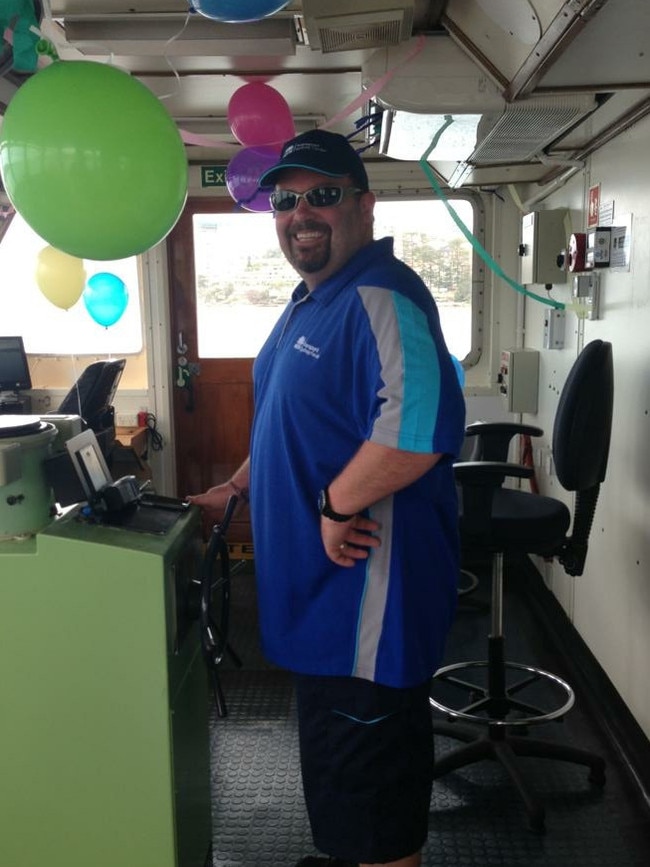 At work on the Manly Ferry. Jason 'Buddy' Miller, 48, of Queenscliff, has worked on the ferry for 10 years and is a well-loved member of the team. Picture: Supplied.