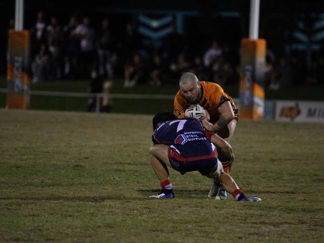 Israel Folau makes his Rugby League Gold Coast debut for Southport Tigers against defending champions Runaway Bay at Owen Park, Southport. Pic Mike Batterham