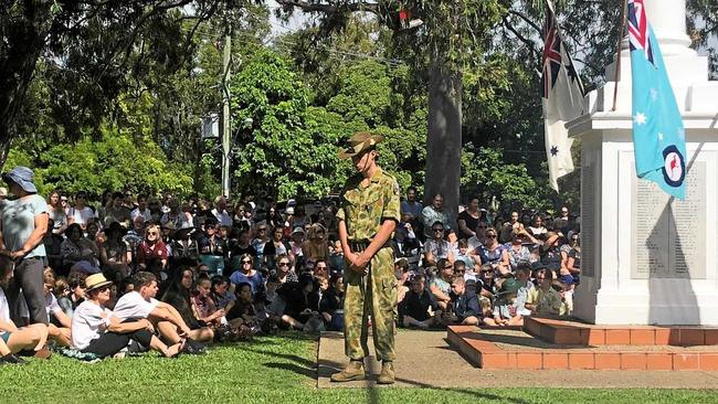 REMEMBERING: Large crowd gather at Murwillumbah for Anzac Day service. Picture: Michael Doyle