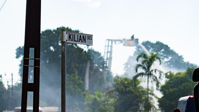 NT Fire and Rescue Service engages in extinguishing a fire occurring at a residence located Jingili Terrace in Jingili. Picture: Pema Tamang Pakhrin