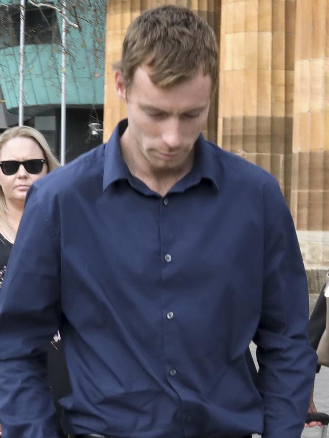 Hayden Dove Fenton, charged over Parawa shooting death of friend Bailey Davenport, leaves court. Picture: Dean Martin