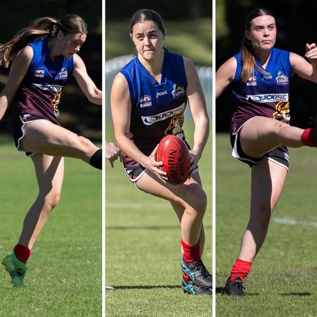 (Left to right) Georgia Ridding, Grace Gargett and Nikkeah Wallace of the Wollongong Lions Reds. Pictures: Dragon Photography