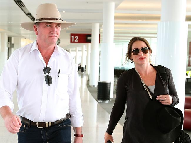 The couple stroll through Canberra Airport before the birth. Picture: Kym Smith