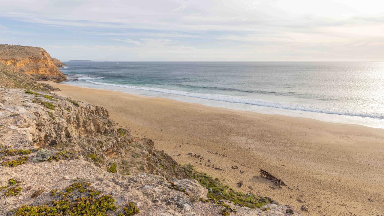 Ethel Beach, where a teenager was fatally attacked by a shark earlier in the day. Innes National Park, Yorke Peninsula. Picture: Ben Clark