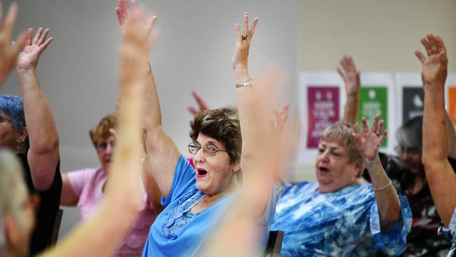 Virtual Senior Sit-Down Hokey Pokey World Record Attempt at St. James Retirement Village. Sandra Smith. Picture: Alix Sweeney