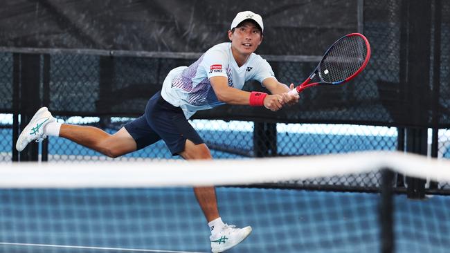 Rio Noguchi competes in the International Tennis Federation (ITF) Cairns Tennis International grand final match at the Cairns International Tennis Centre. Picture: Brendan Radke