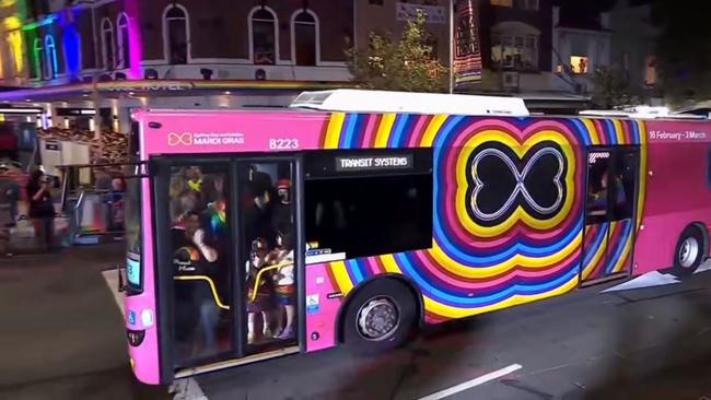 A specially designed transit bus was also seen early on in the parade. Picture: ABC