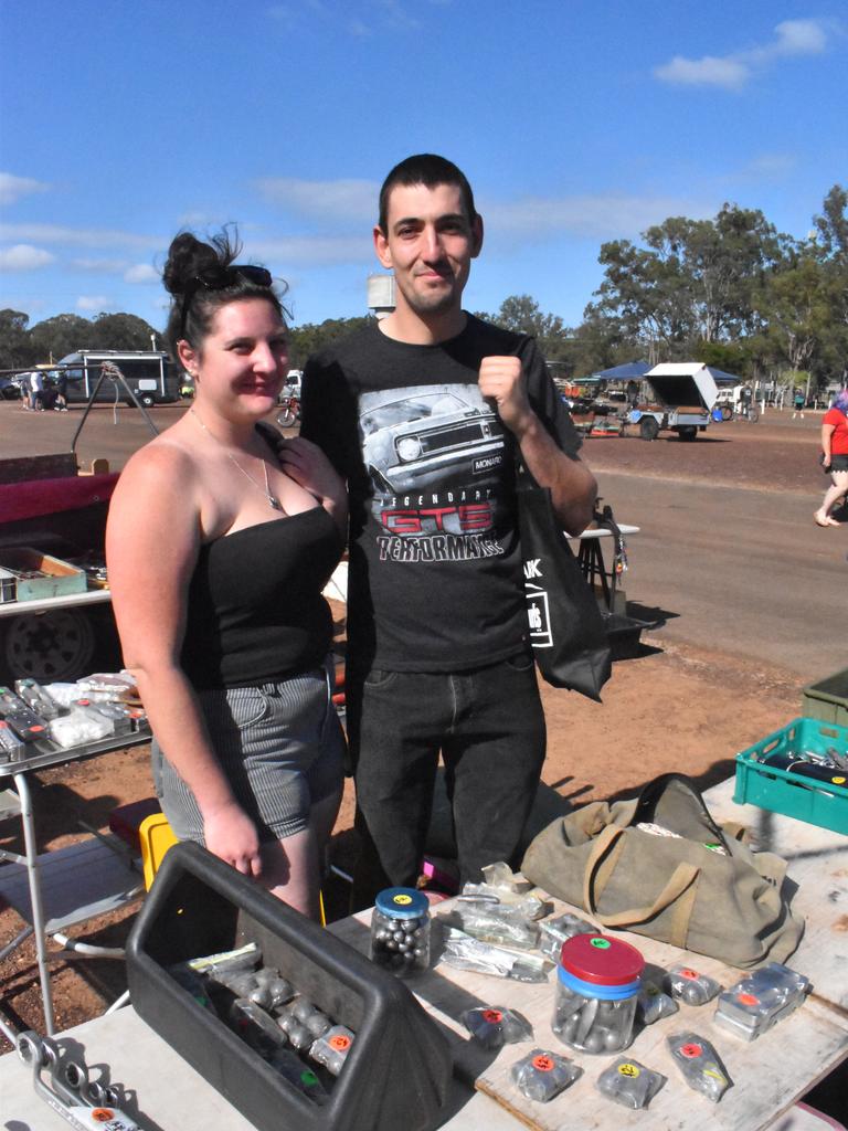 SWAP MEET: (L) Michaela Parcell and Mark Primvera peruse items at the Maryborough swap meet. Photo: Stuart Fast