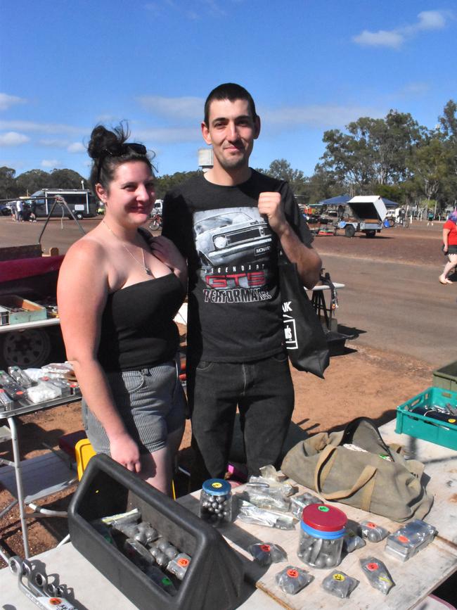 SWAP MEET: (L) Michaela Parcell and Mark Primvera peruse items at the Maryborough swap meet. Photo: Stuart Fast