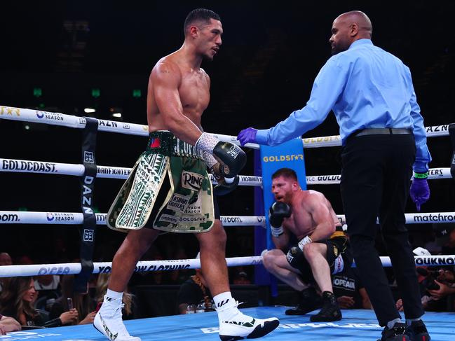 Opetaia broke Claudio Squeo’s jaw in the fifth round. Picture: Chris Hyde/Getty Images