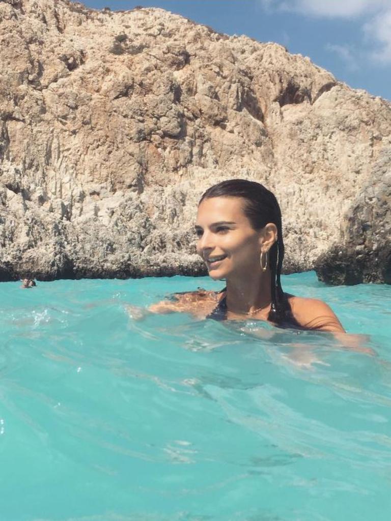 Emily Ratajkowski in Greece, "Having a terrible time, clearly." Picture: Instagram