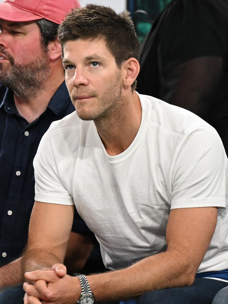 Paine watches on during Tasmania’s winning semi-final series against the Perth Wildcats. Picture: by Steve Bell/Getty Images