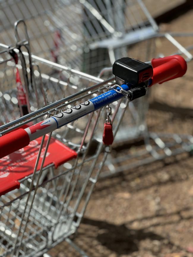 A Kmart shopping trolley with a gold coin locking system, abandoned on Meredith St in Bankstown on Tuesday. Picture: Canterbury-Bankstown Express