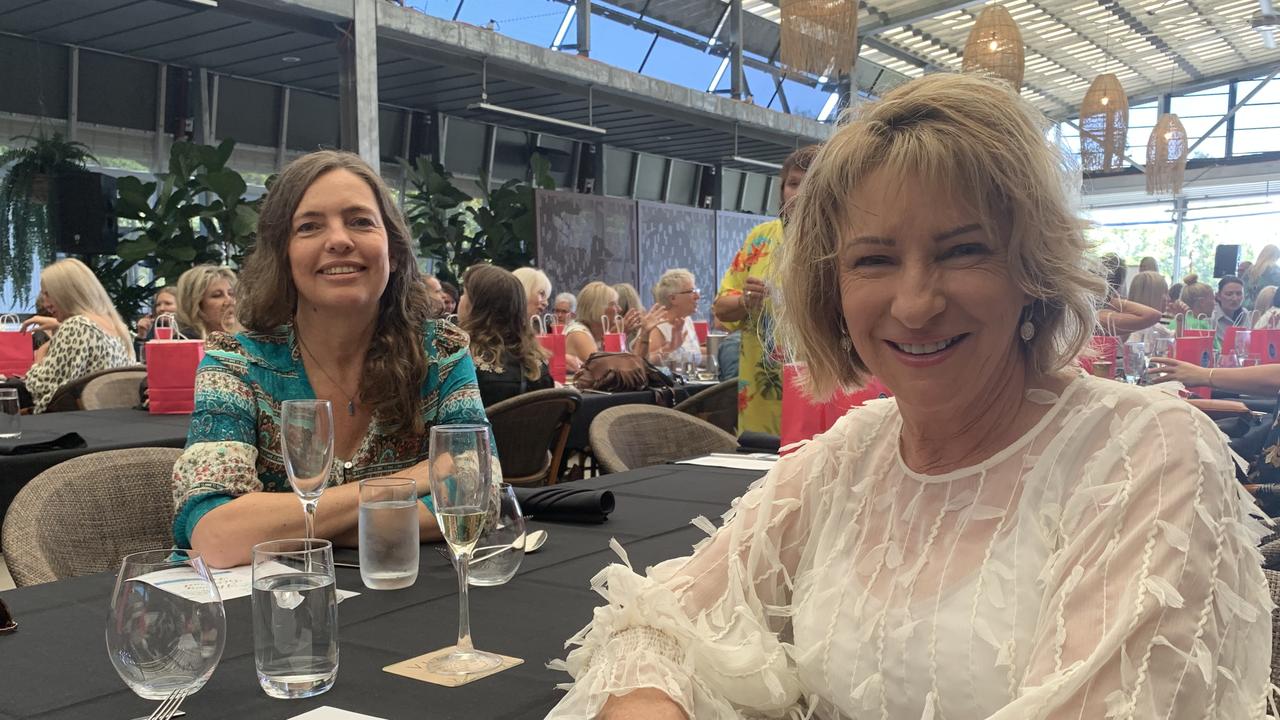 Desire Gralton and Mary Ann Chaffey catch up for drink and a laugh.