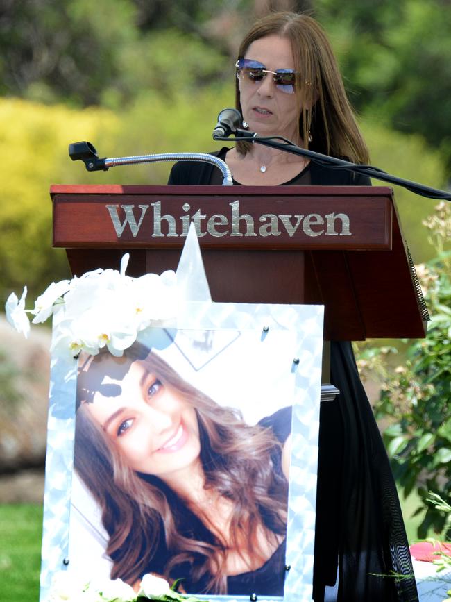 Ms Di Mauro delivered an emotional eulogy at her daughter’s funeral. Picture: NCA NewsWire / Andrew Henshaw