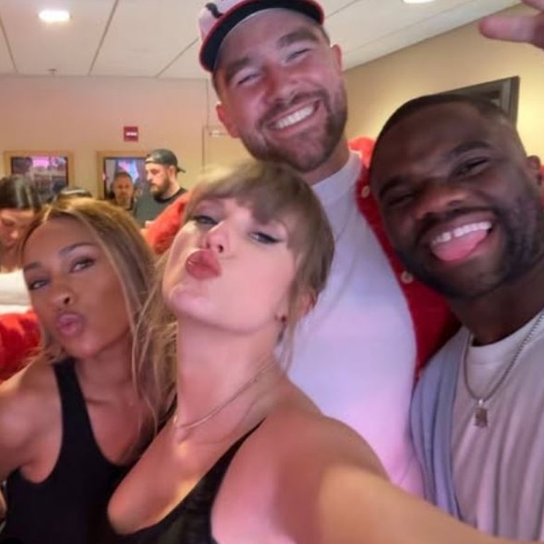 She and her partner were snapped with Taylor Swift and Travis Kelce. Picture: Instagram / @ayan.broomfield