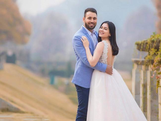 Pearl and Rupinder in Western wedding attire