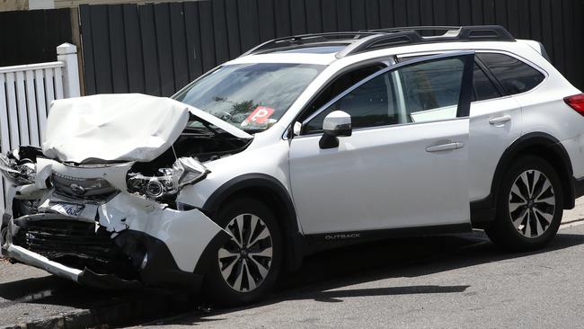 The car alleged to have crashed into parked cars. Picture: Alan Barber