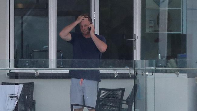 Anthony Bell on balcony of his secret Queensland hideaway. Picture: Matrix