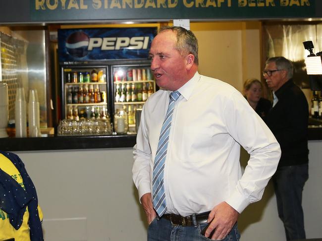 Barnaby Joyce at the Tamworth Tennis Club on election night. Picture: Peter Lorimer