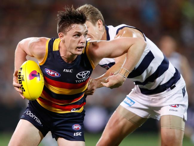 Jake Lever has gone on to be a linchpin of the Melbourne backline since leaving Adelaide. Picture: Adam Trafford/AFL Media/Getty Images