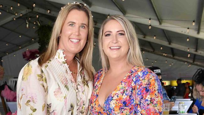 Tamie Adams and Chloe Ward at Ladies Oaks Day, Caloundra. Picture: Patrick Woods.