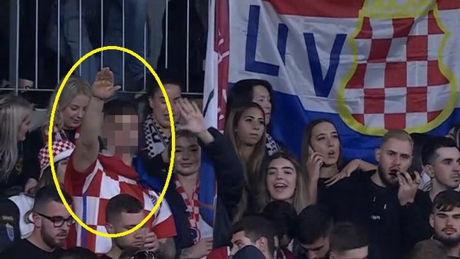 A fan at the Australia Cup final appearing to do the Sieg Heil.