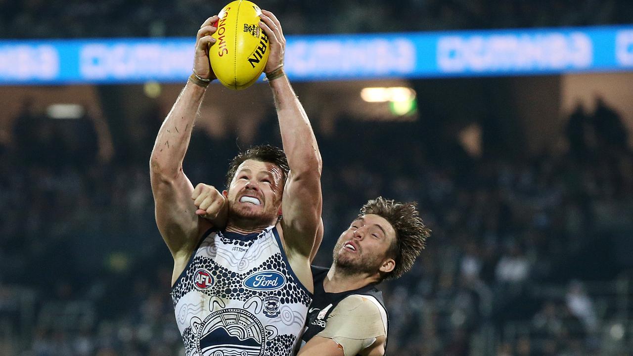 Patrick Dangerfield is the ultimate midfield/forward. Picture: Michael Klein