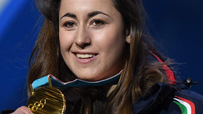 Sofia Goggia is out of the alpine combined event after feeling the effects of her gold-medal win in the downhill yesterday. Picture: AFP