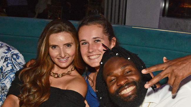 Marty Vitulli, Kels Bayldon and Alex Jalloh celebrate NYE at Nineteen at The Star Gold Coast. Pic: (c) Regina King