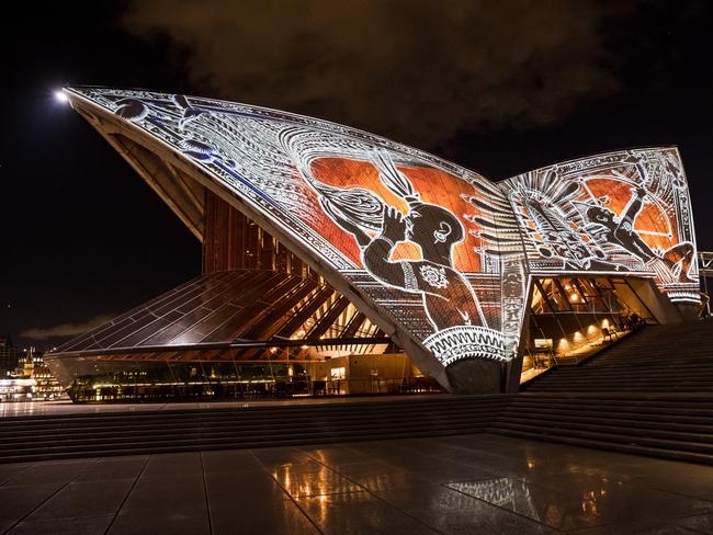 Badu Gili projections at Sydney Opera House. Picture: Daniel Boud